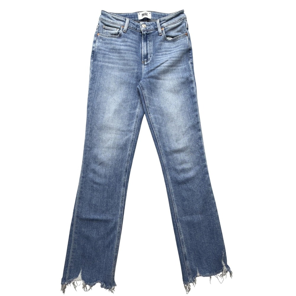 Paige Womens Jeans 26x25.5 Cindy Mid‎ Rise Straight Destroyed Hem Medium Wash